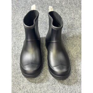 Calvin Klein womens 6M Black Ankle Rain Boots Faux Fur Lining